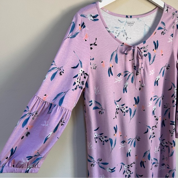 Garnet Hill ~ Sundown Knit Sleep Gown in Lavender Field Floral size Small - Picture 3 of 9